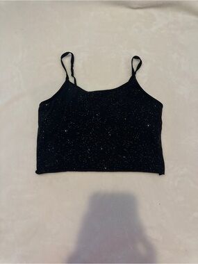 SO Black Sparkle Cami Crop Top